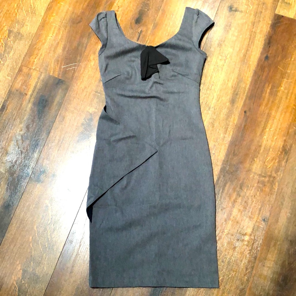 Gray Scoop Neck, Cap Sleeve, Pin-Up Style Dress by Rock Steady